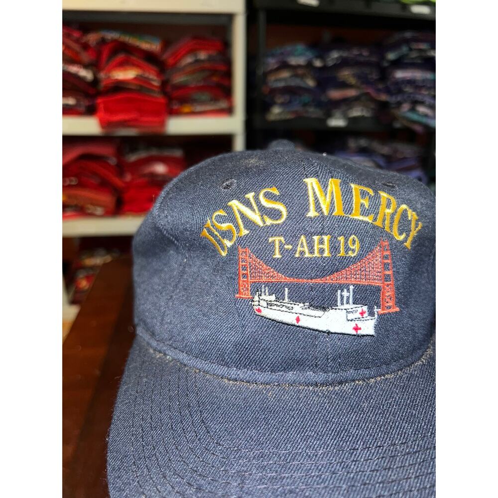 Vintage US Navy Hat USNS Mercy Boat Graphic Cap Headwear - Picture 2 of 8
